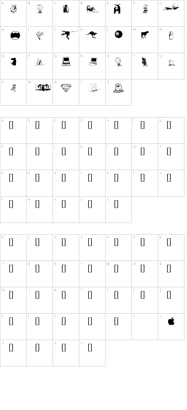 chungs-dingbats character map