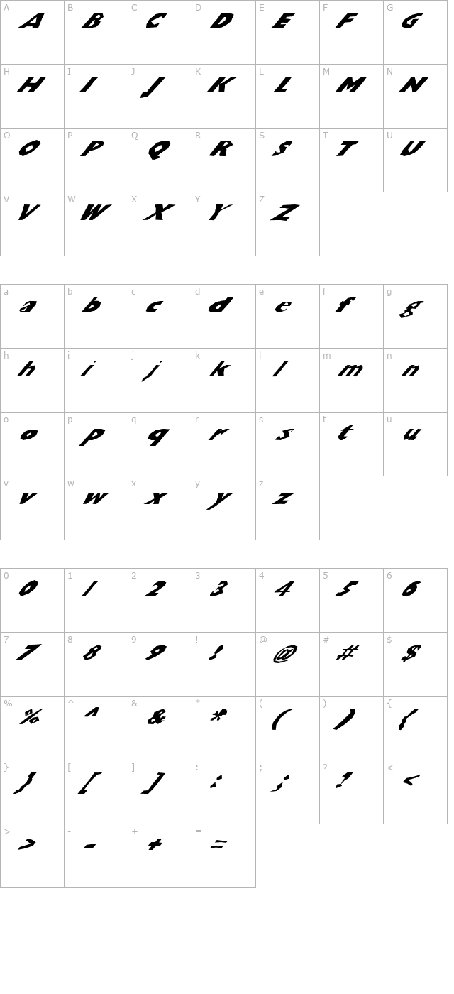 ChunkoBlockoSlantedWild character map