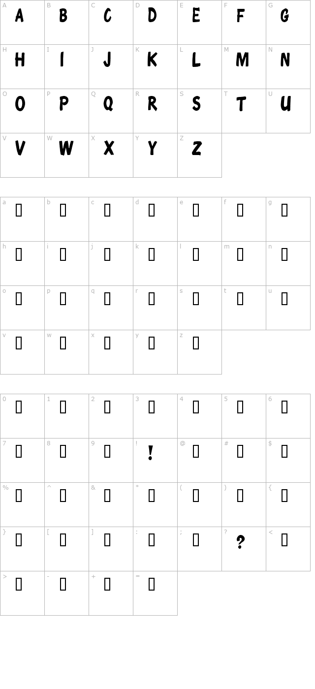 ChunkyComix SemiBold character map