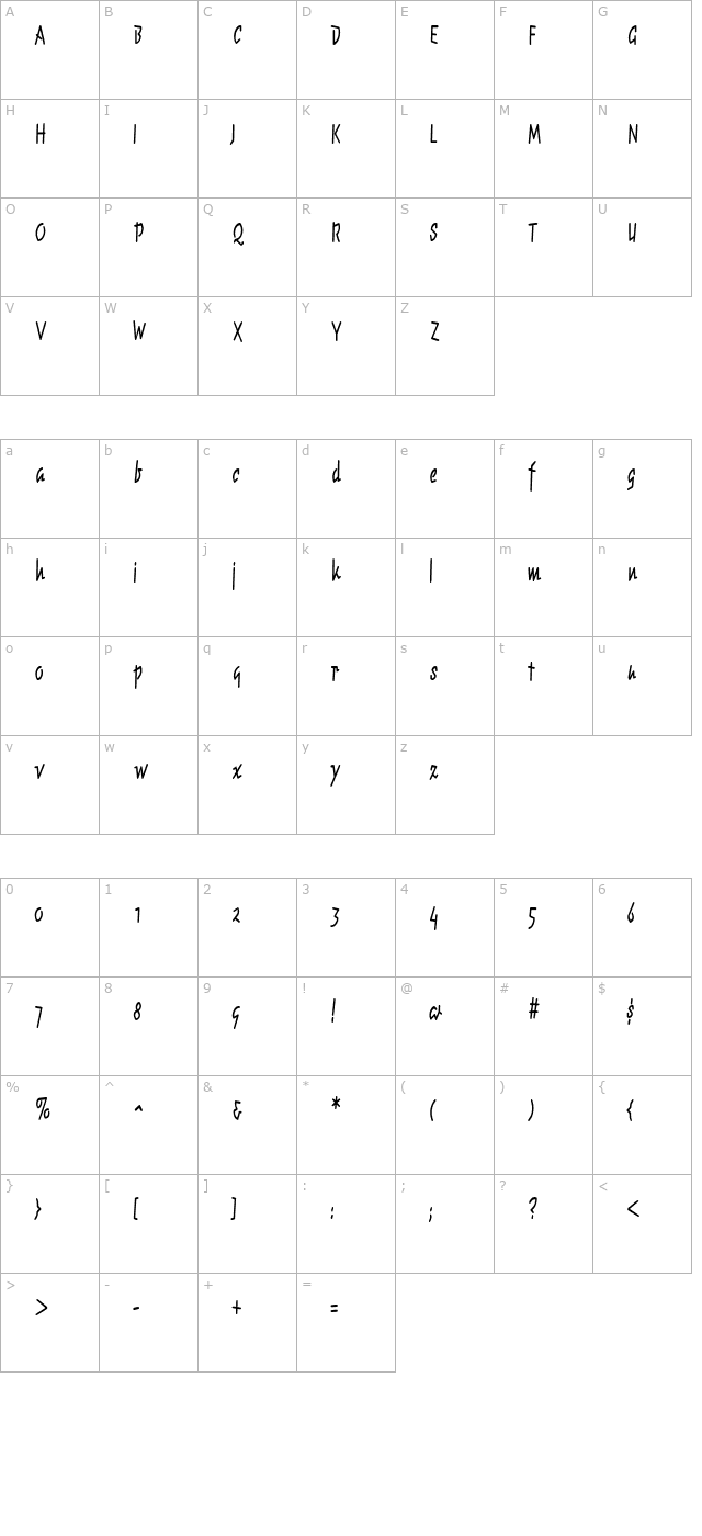 chunkymonkeycondensed-black character map