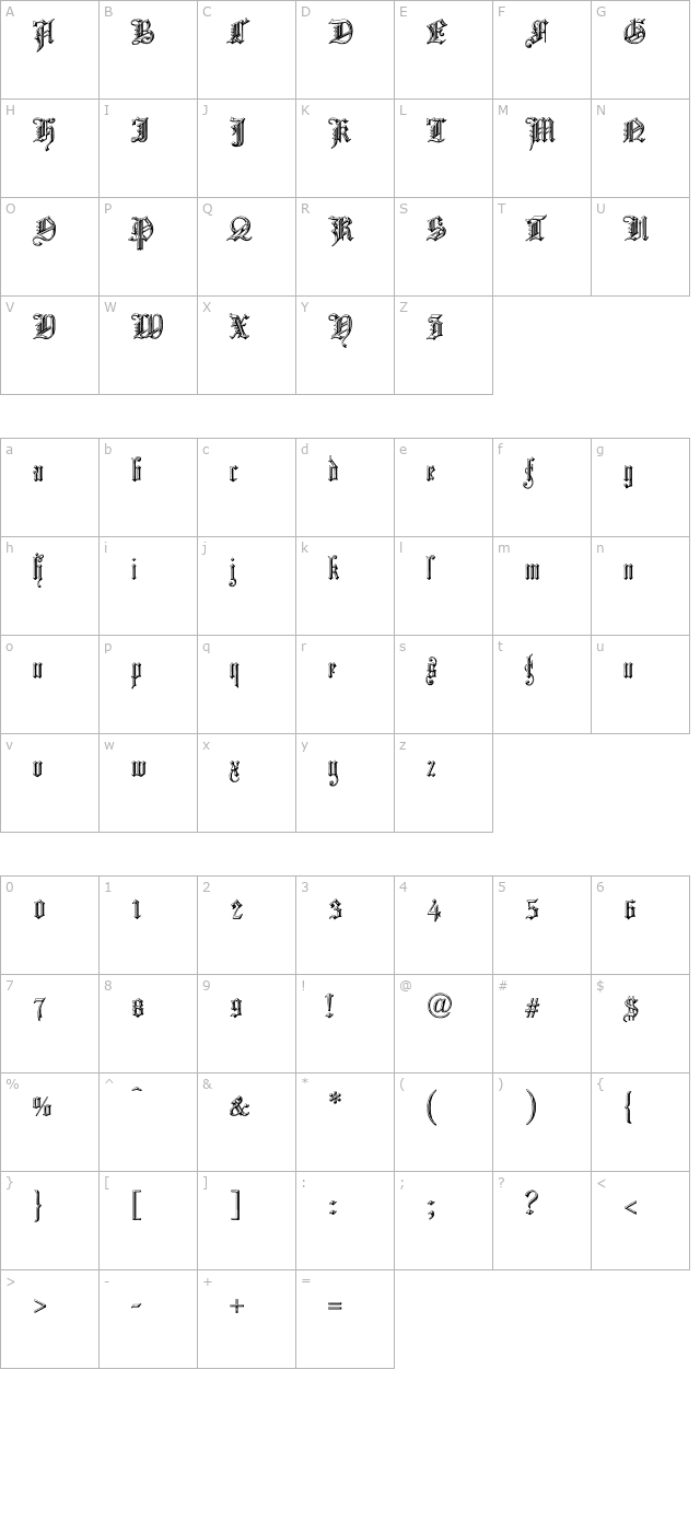 church-text-shaded character map