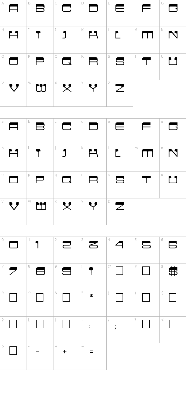 Cinema Regular character map