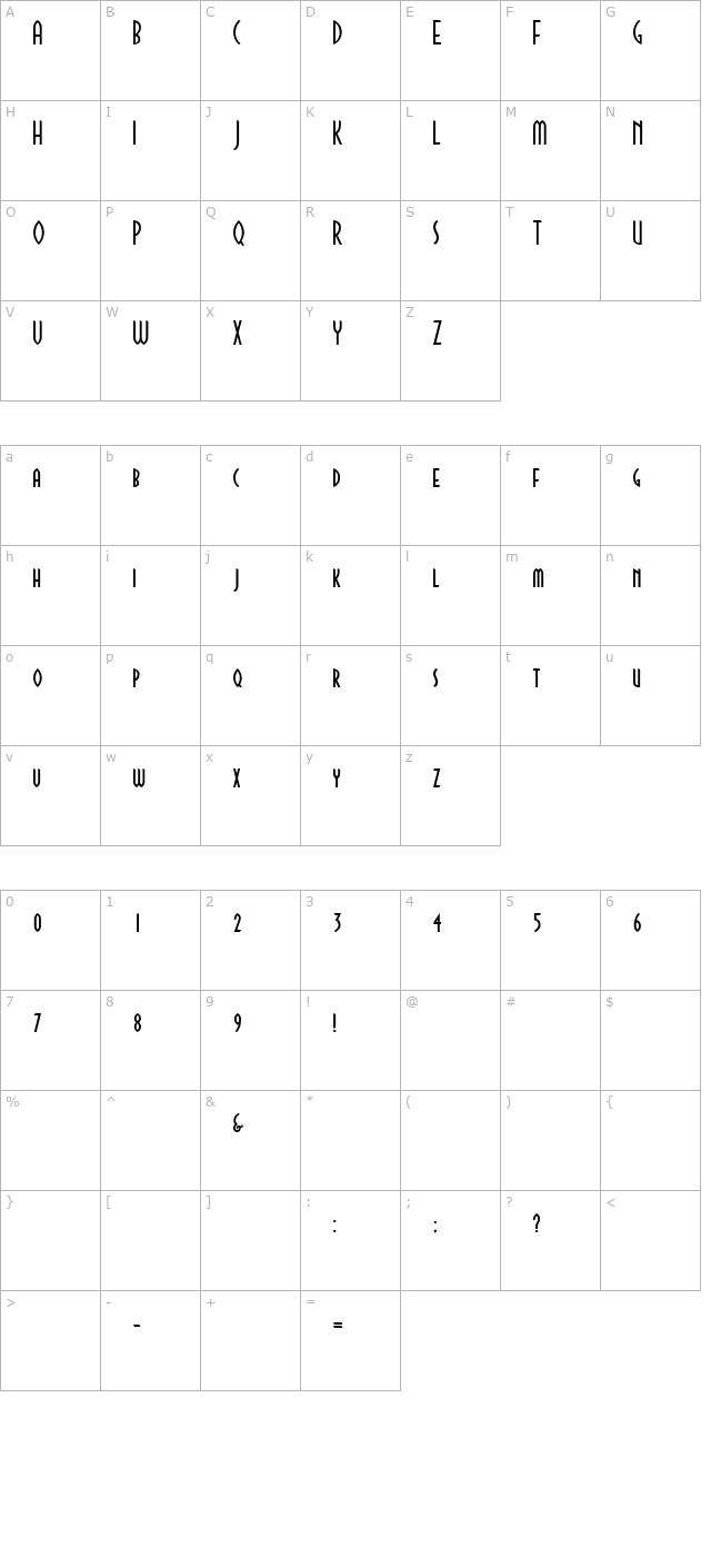 CinemaDemiBold character map