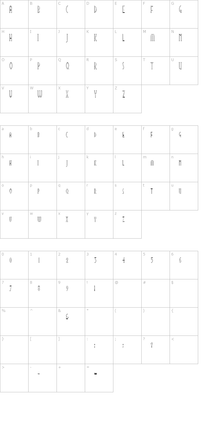 cinemaoutline character map