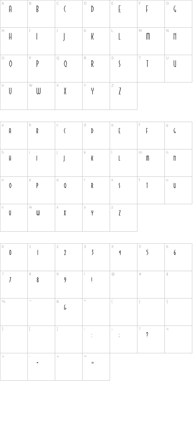 cinemathin character map