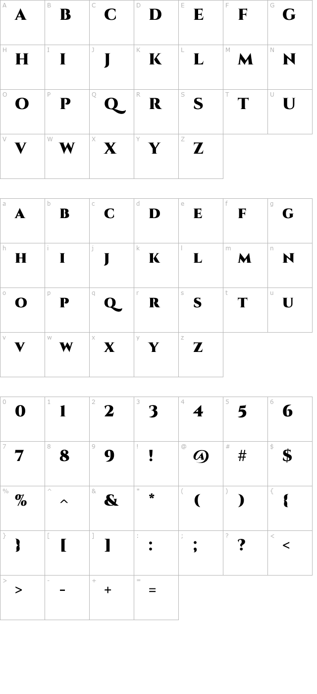 cinzel-black character map