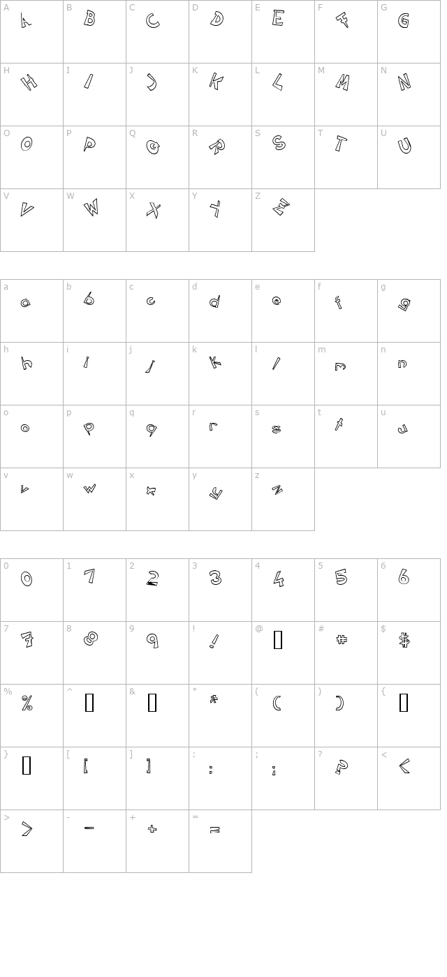 circlinecrazyjumped-outline character map