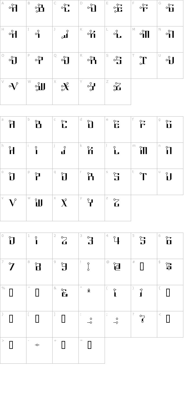 circuitborednf character map