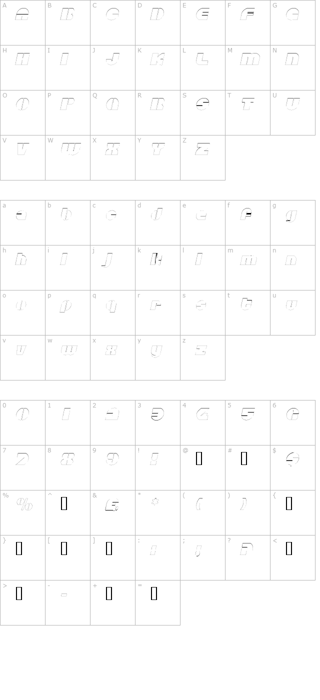 CircularSawOutline Oblique character map