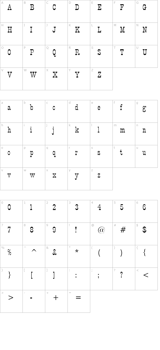 Circus Light character map