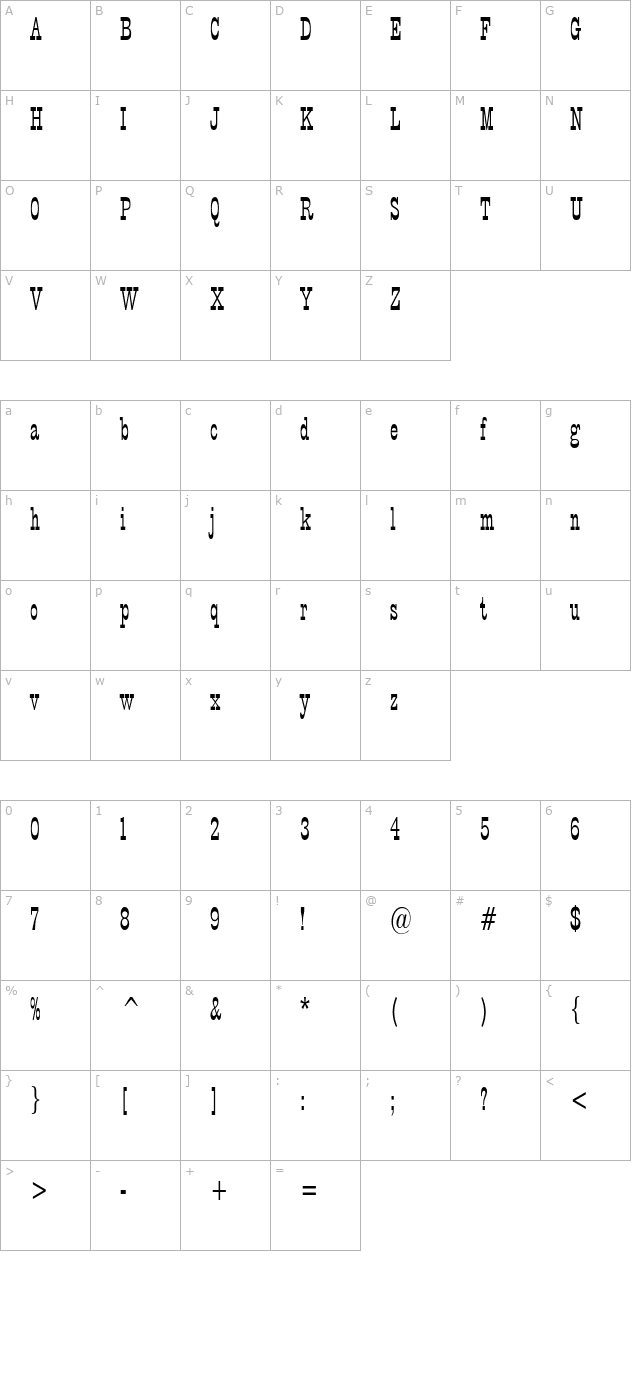 CircusCondensed character map