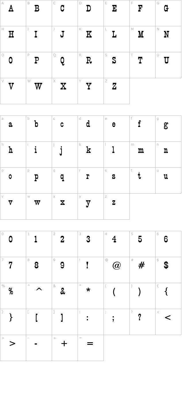 circusextrabold character map