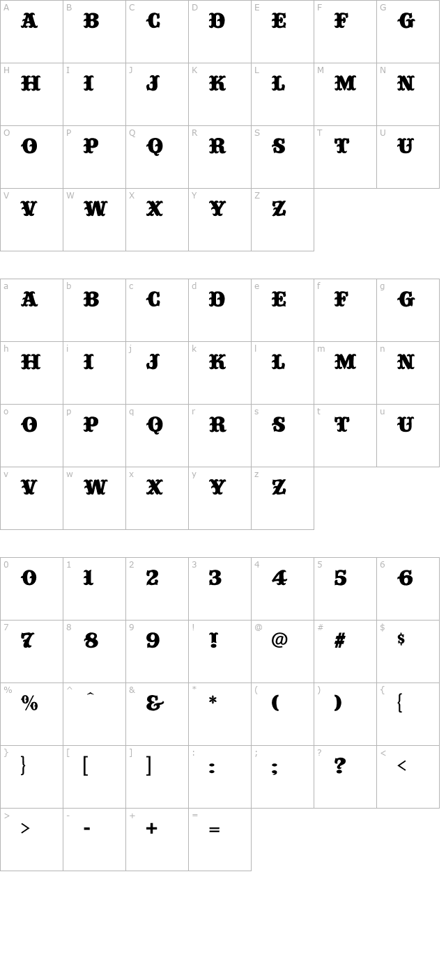 circustime-regular character map