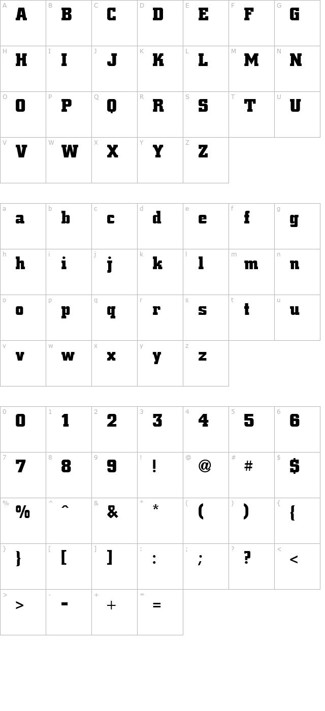 Civic Bold Regular character map