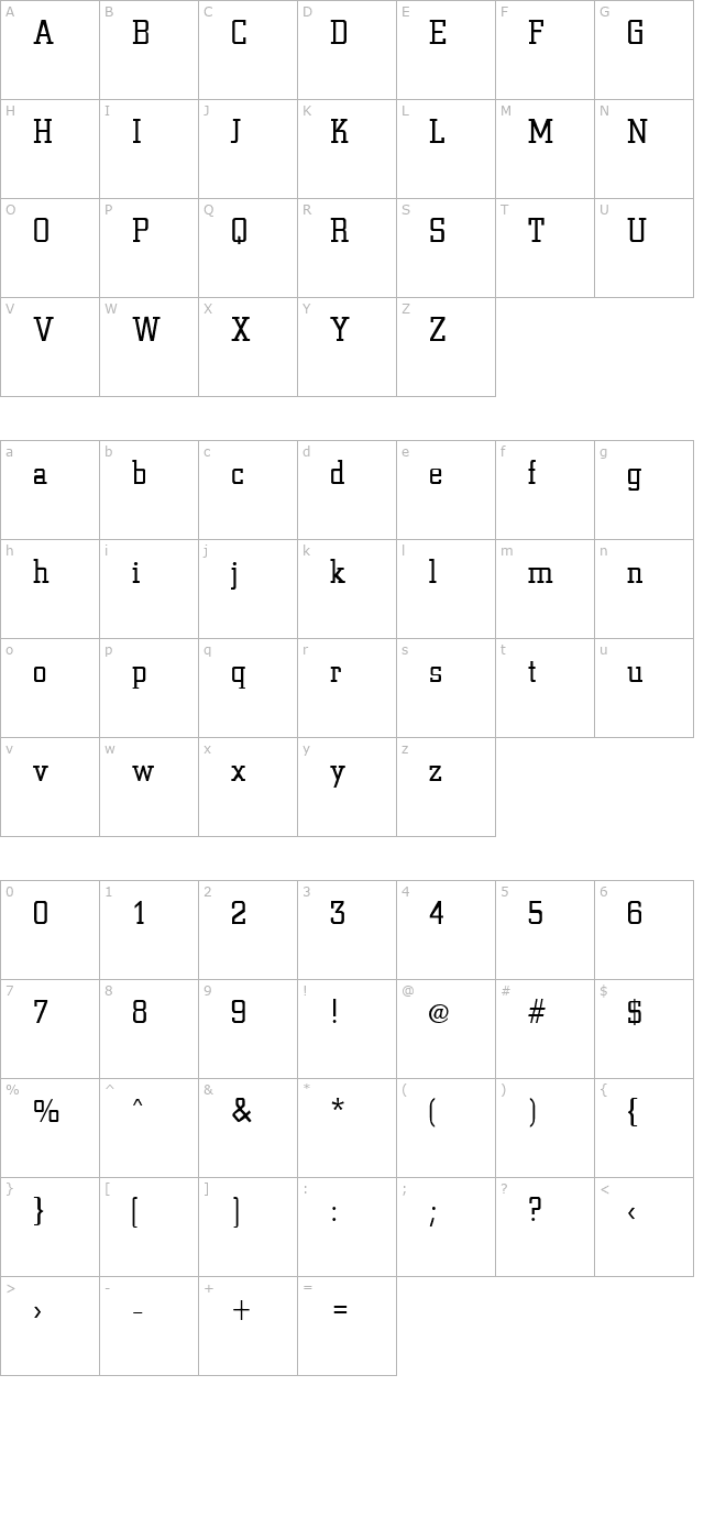 civic-regular character map