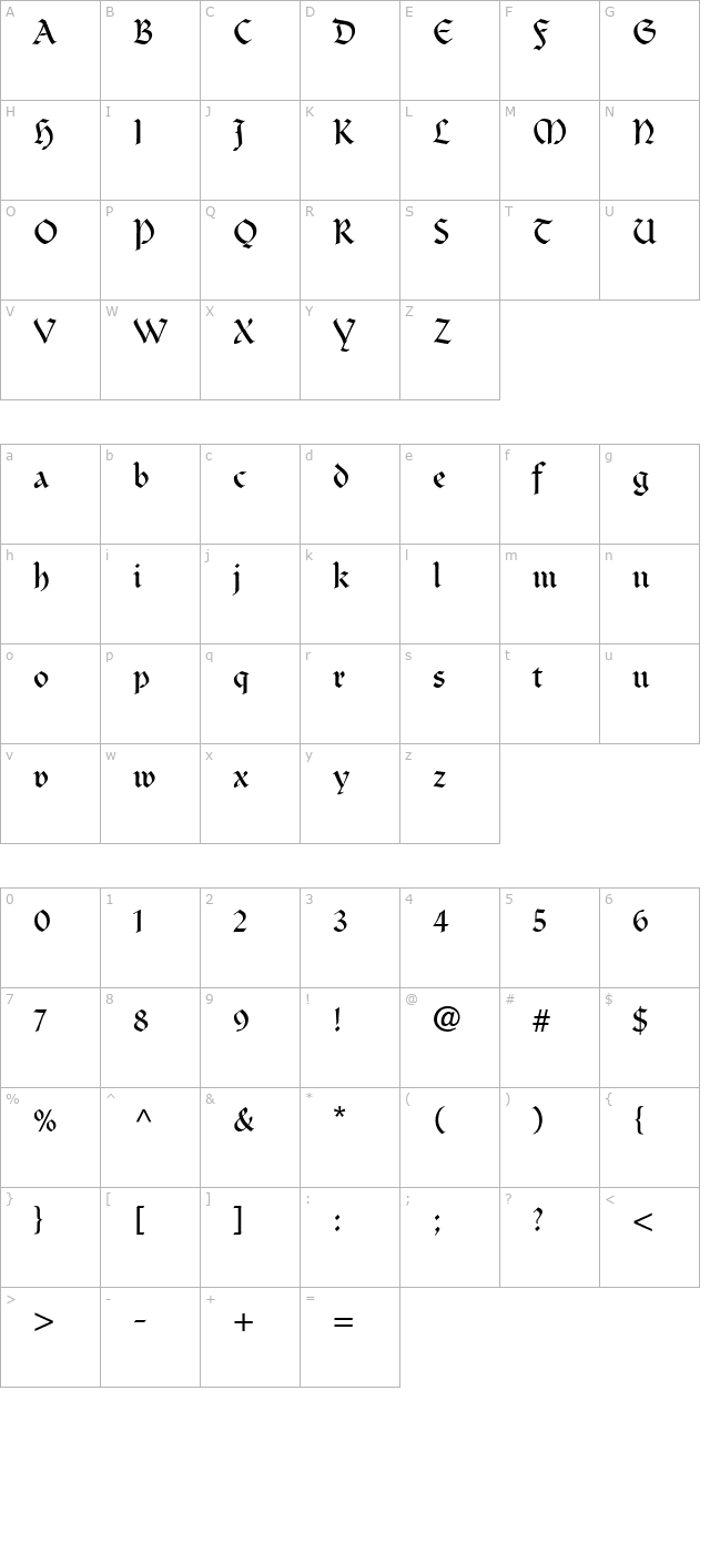 Clairvaux character map