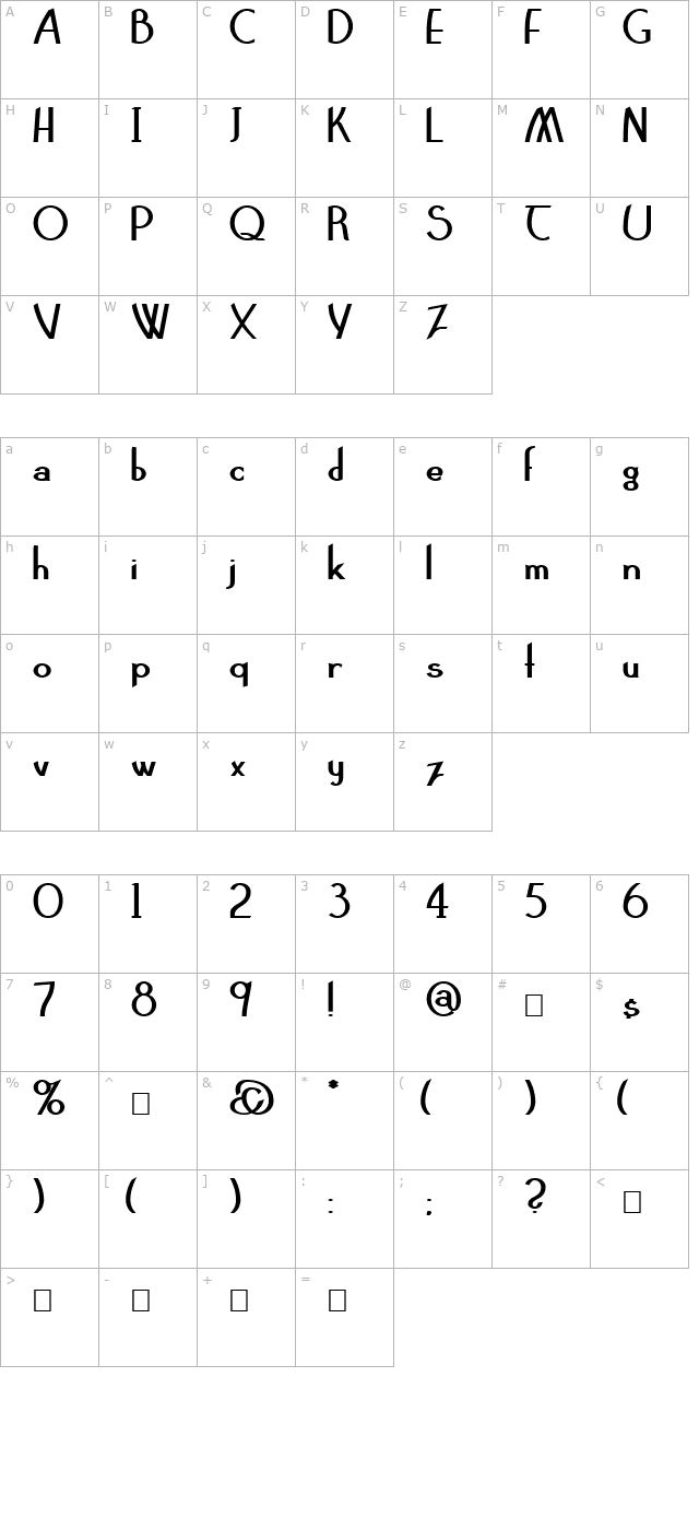 claritty-bold character map