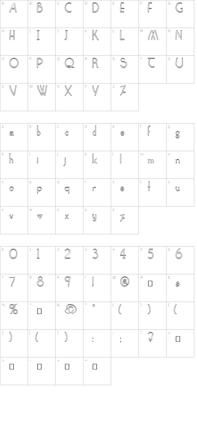 claritty-outline character map