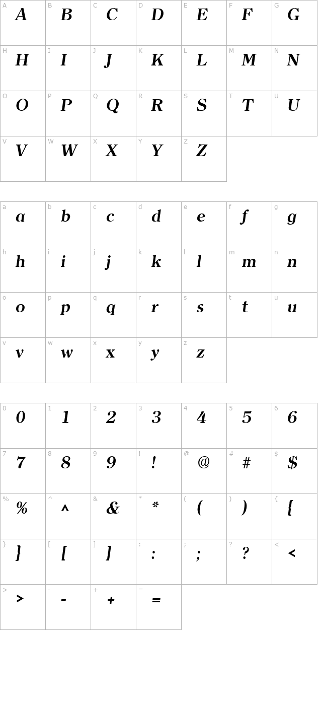 clarity-serif-sf-bold-italic character map