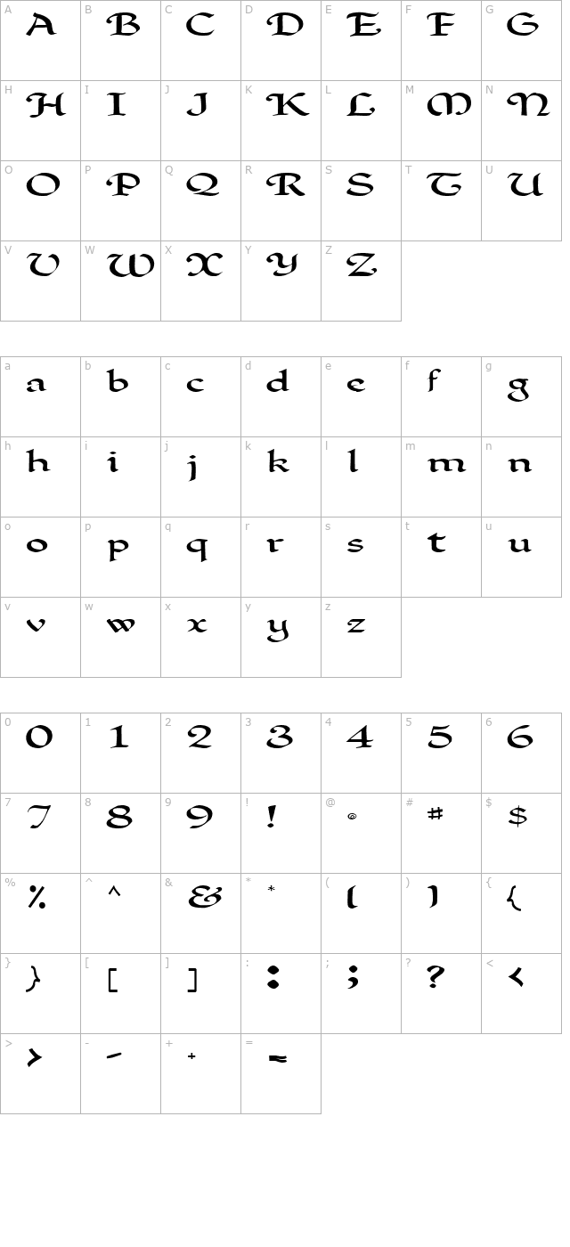 Clark Regular ttnorm character map