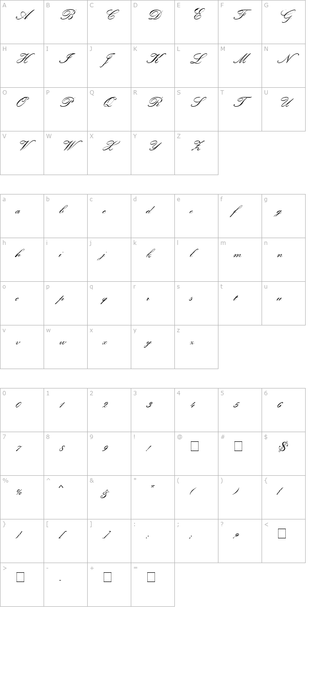 classic-script-mn character map