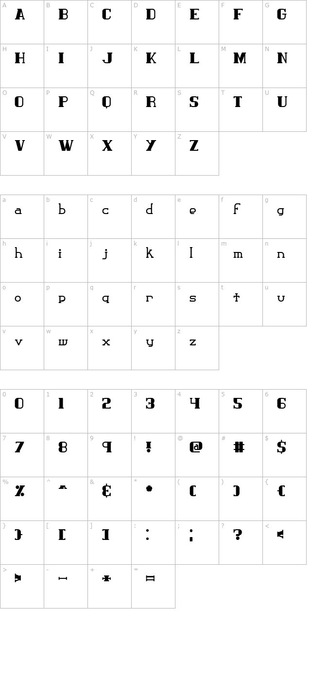 Classic Trash 1 -BRK- character map