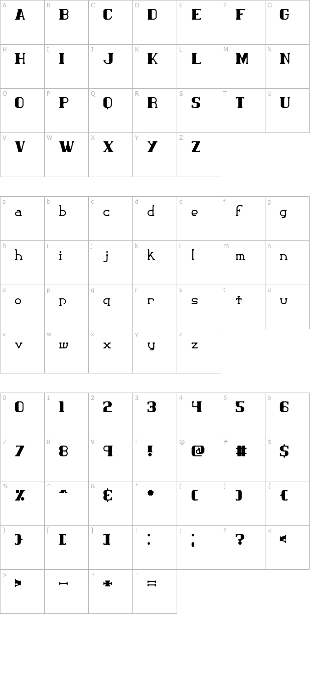 Classic Trash 2 -BRK- character map