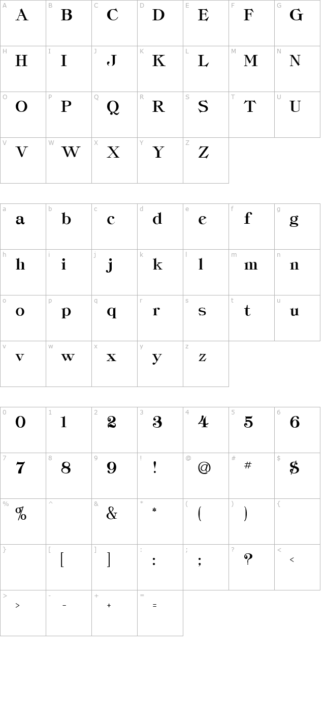 classica-heavy-regular character map