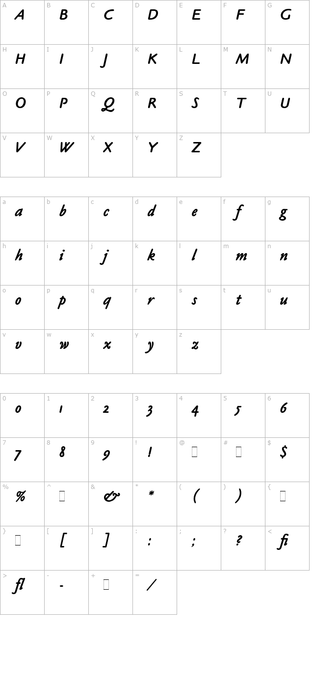 claude-sans-bold-italic-let-plain10 character map