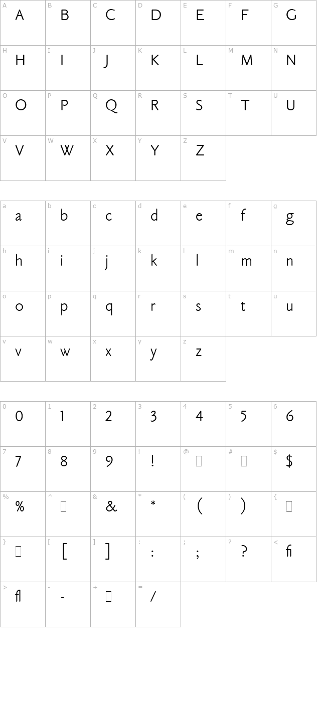 claude-sans-let-plain10 character map