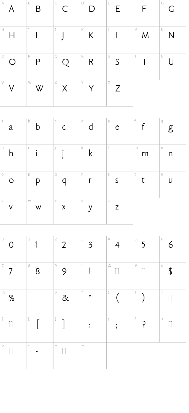 Claude Sans Plain character map