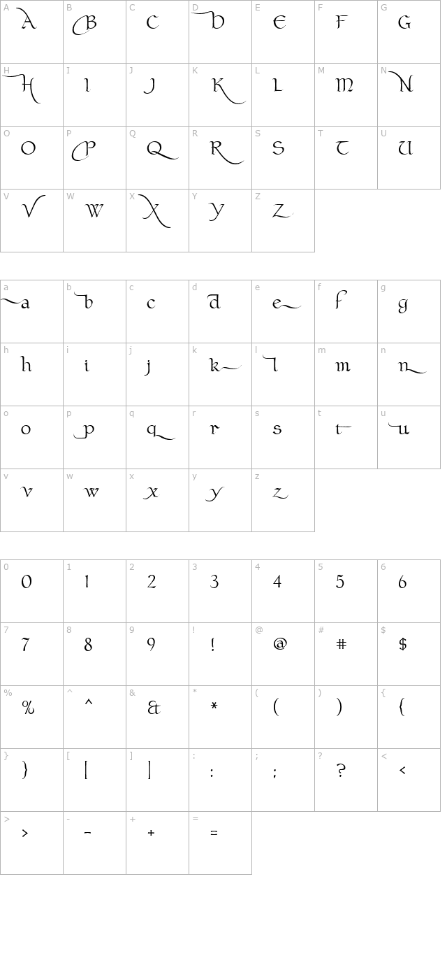 ClaustrumSwash character map