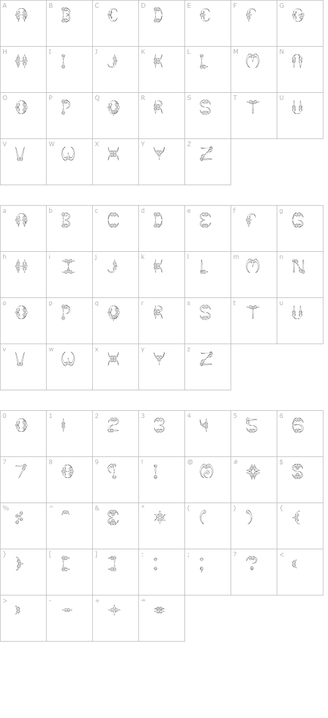 CLAW 1 -BRK- character map