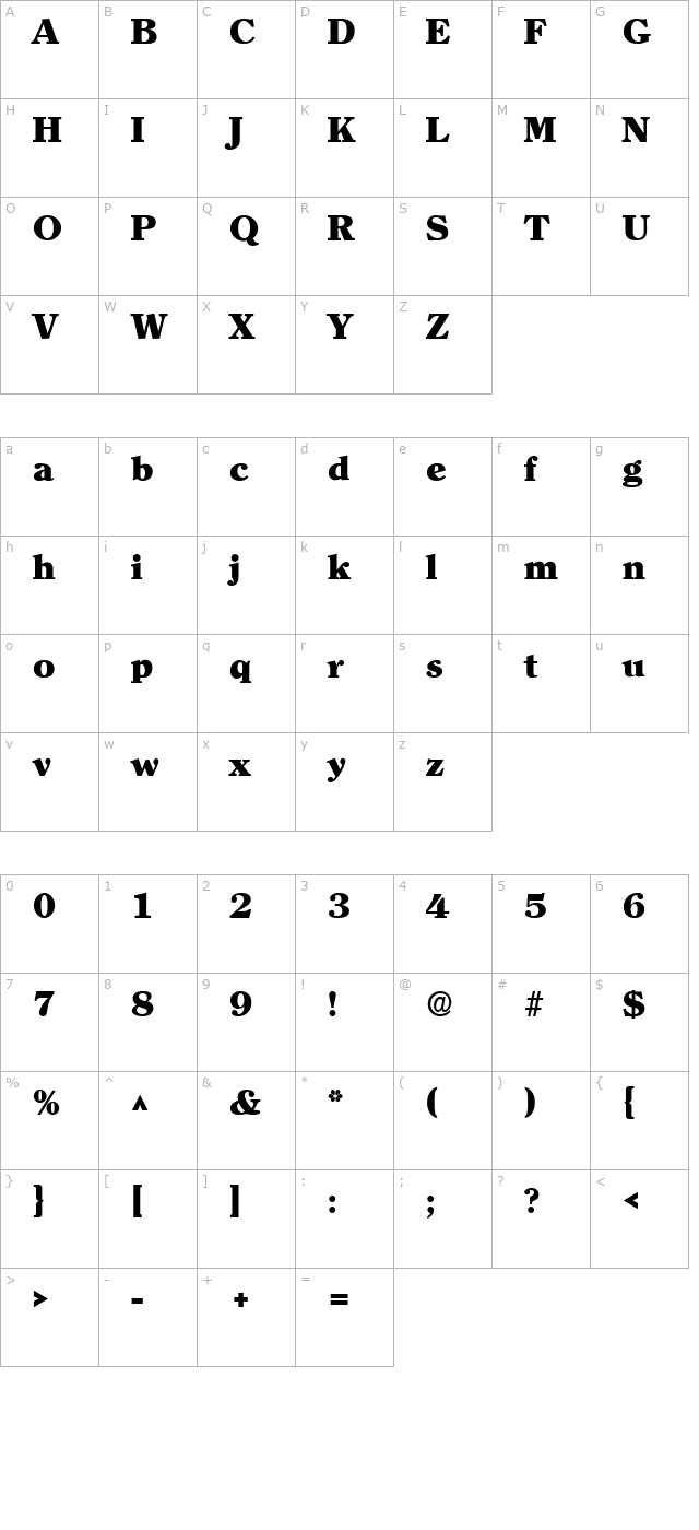 ClearlyRomanHeavy Regular character map