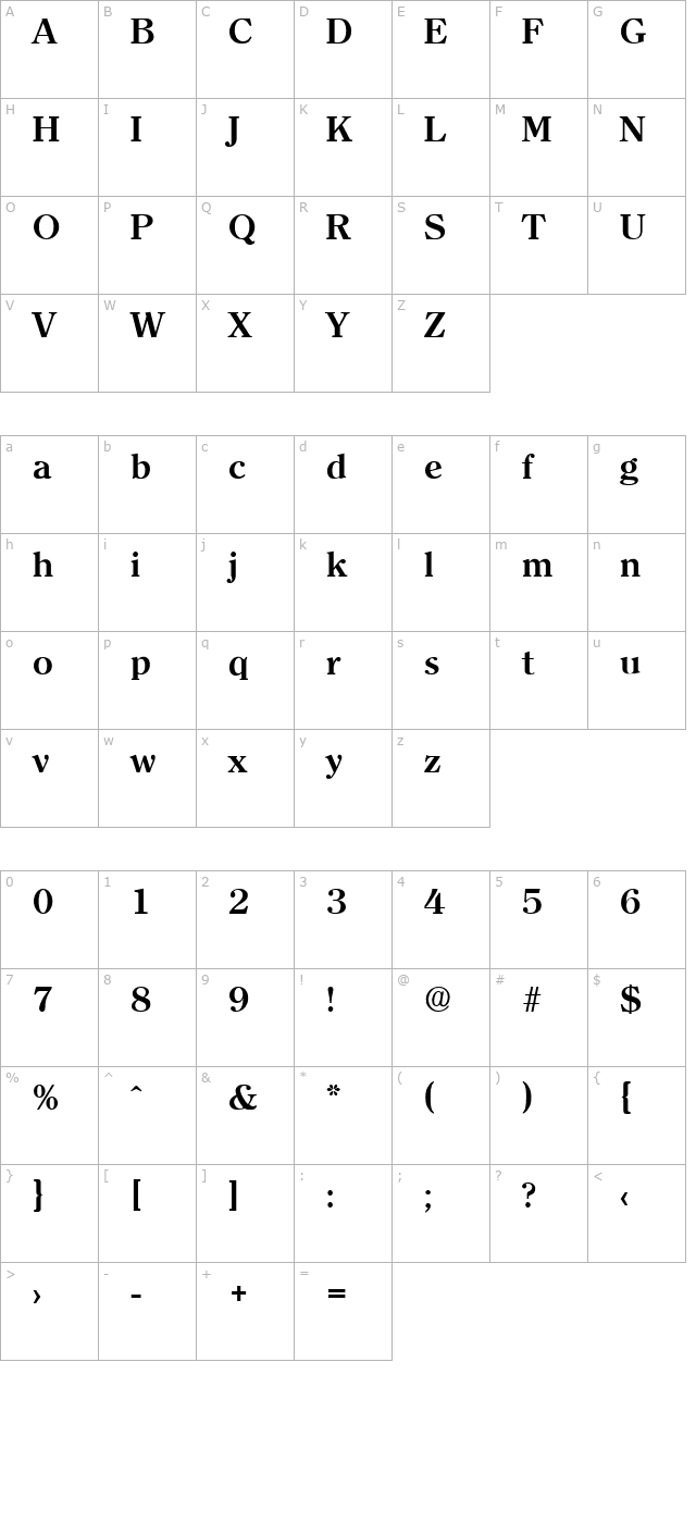 clerface-demibold character map