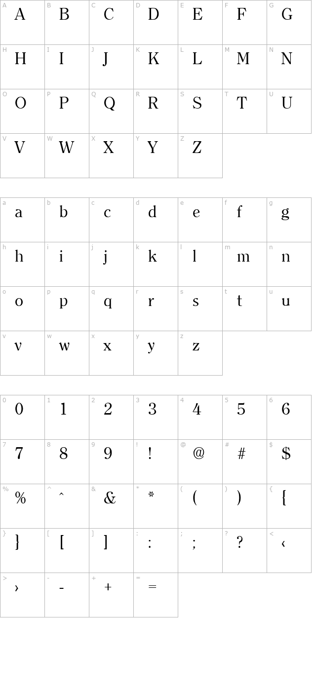 Clerface-Regular character map