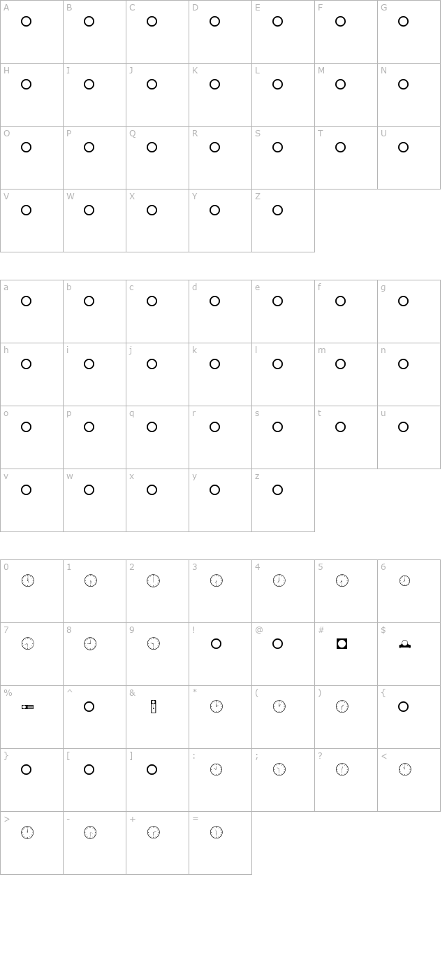 clocks character map