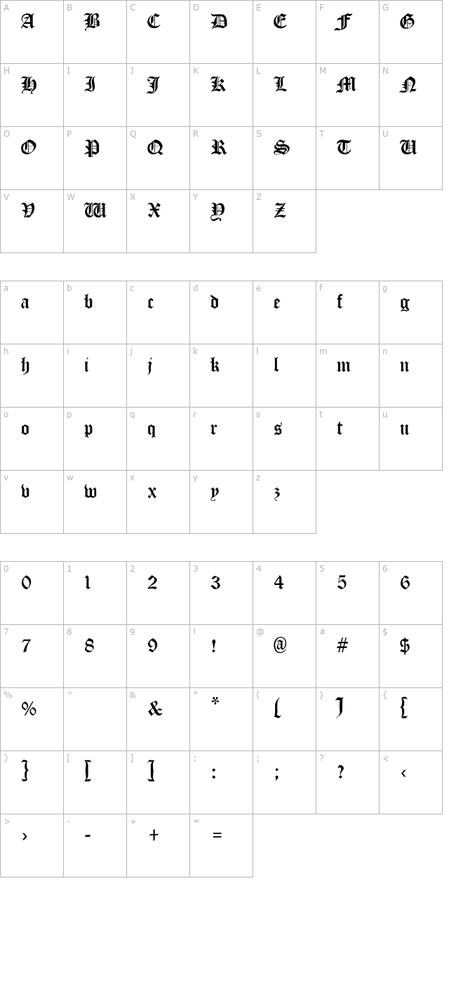 cloister-black-light character map