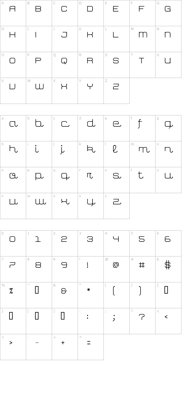 closeHookline Straight character map