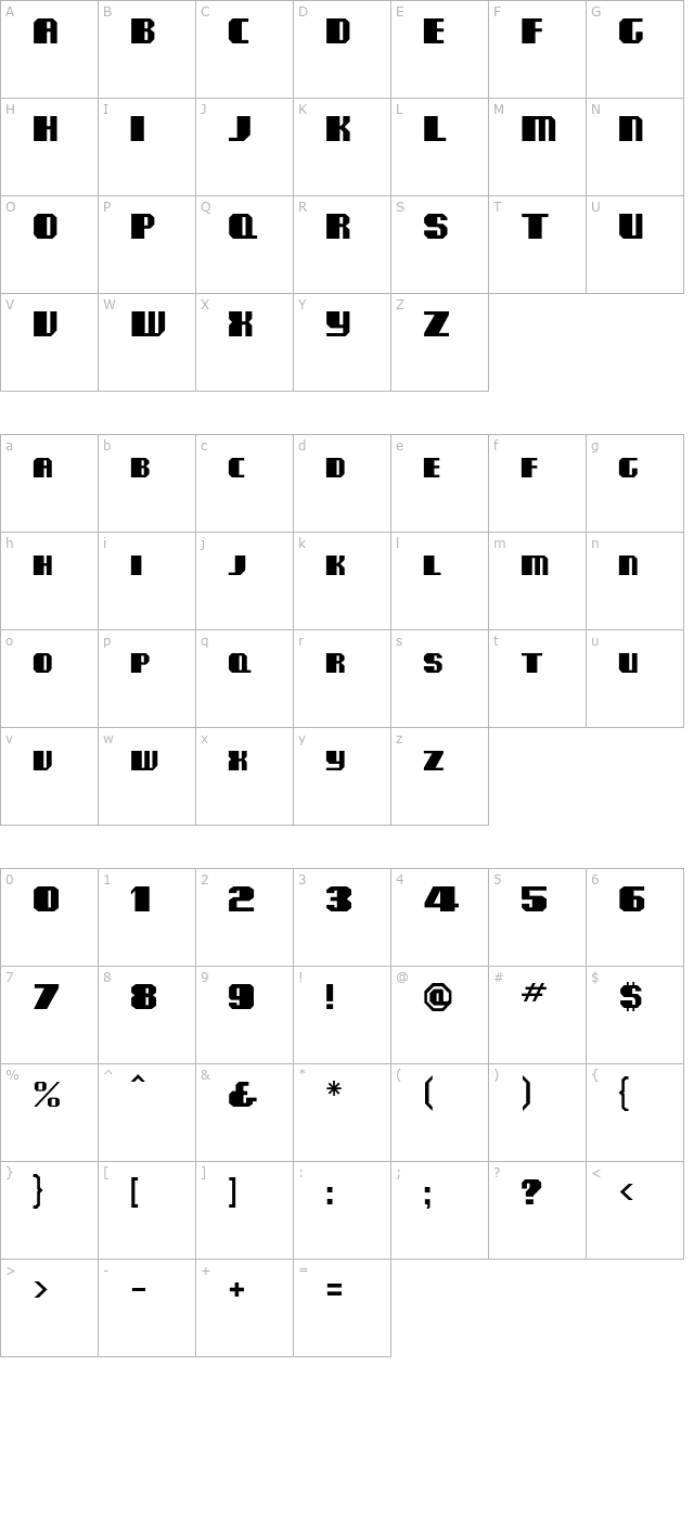 ClubMF character map