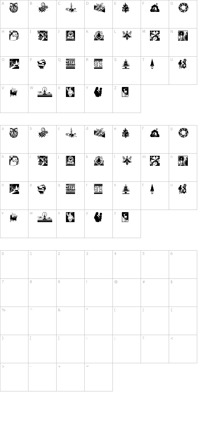 Cobb Shinn Christmas Cuts character map