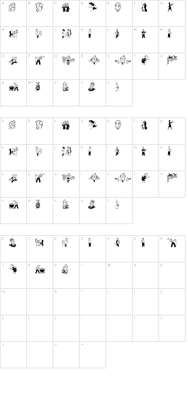 Cobb Shinn Stock Cuts III character map