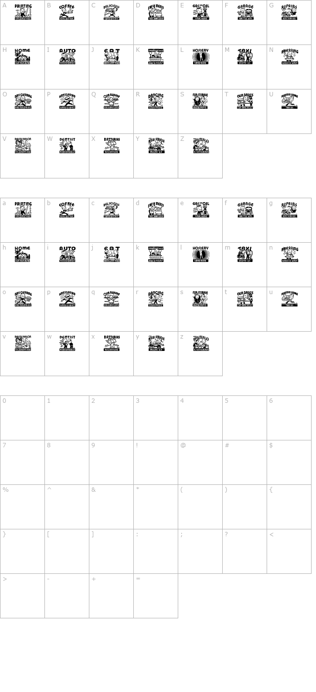 Cobb Shinn Stock Cuts XV character map