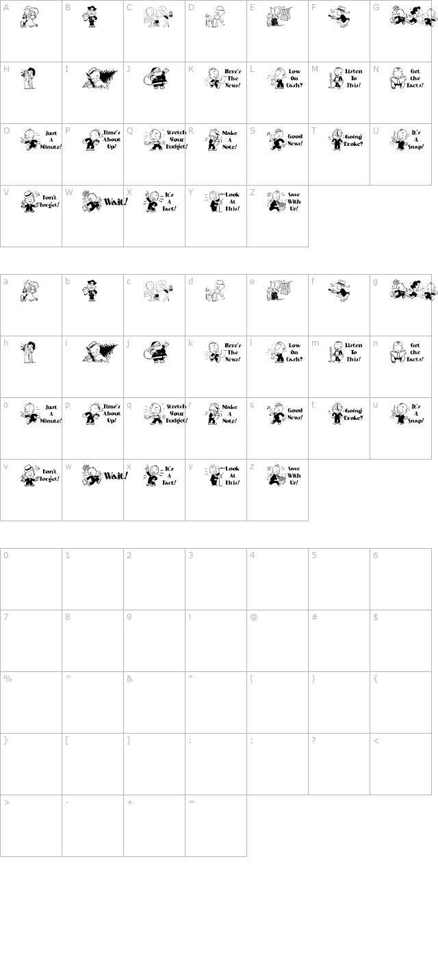 Cobb Shinn Stock Cuts XVII character map