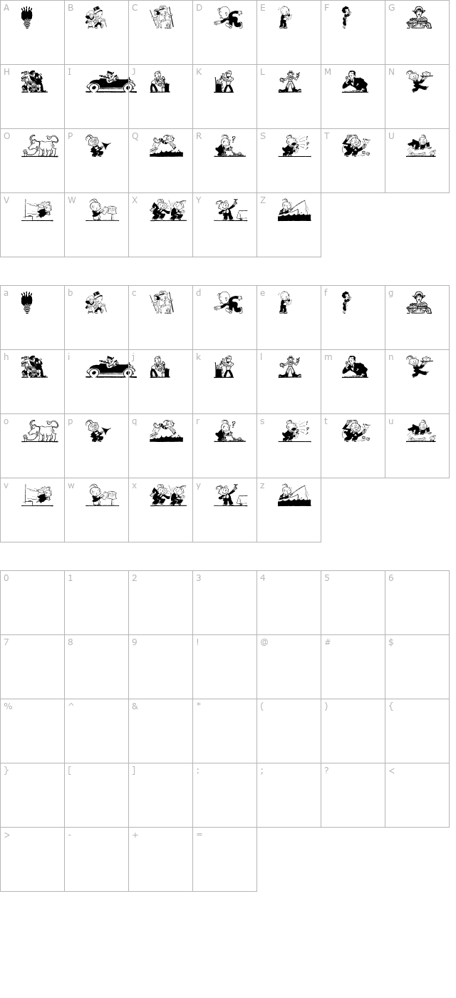 Cobb Shinn Stock Cuts XVIII character map