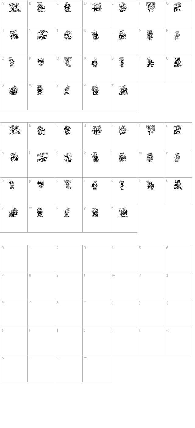 Cobb Shinn Stock Cuts XXI character map