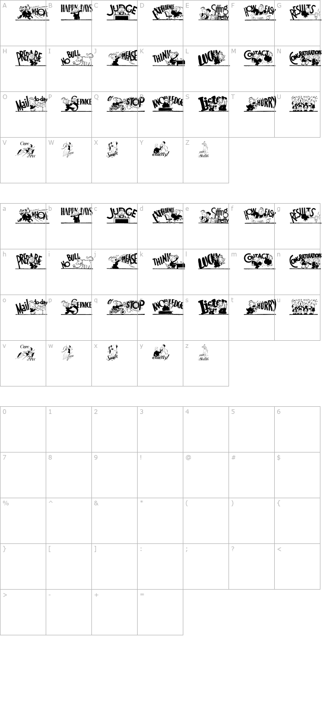 Cobb Shinn Stock Cuts XXV character map