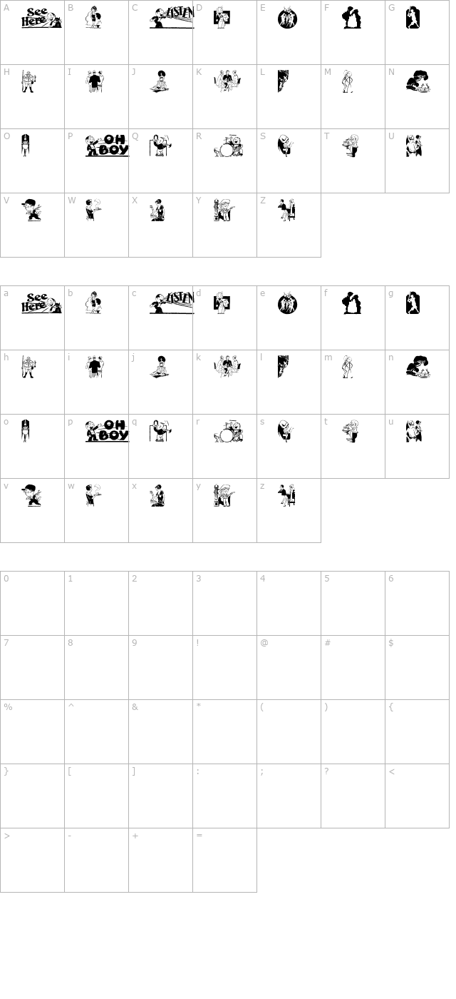 Cobb Shinn Stock Cuts XXVI character map