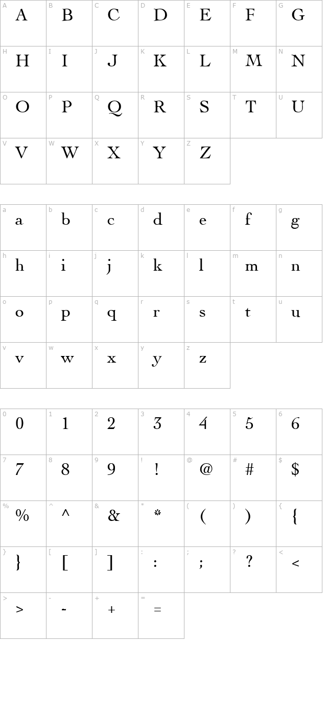 cockney-regular character map