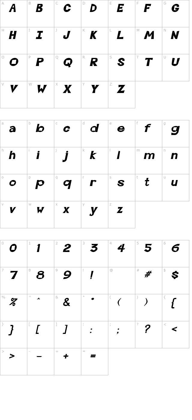 Cocktails HeavyItalic character map